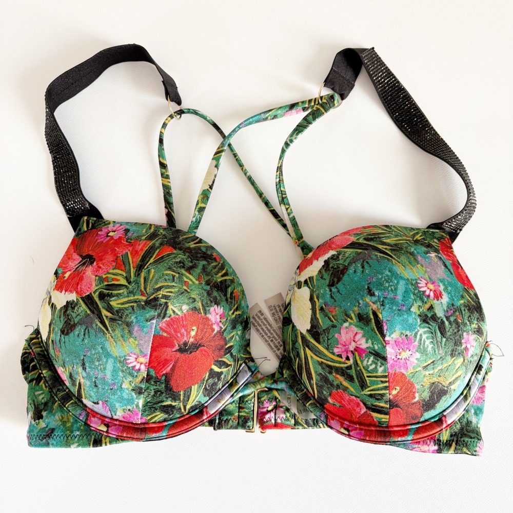 Victoria's Secret Womens Shine Strap Bombshell Tropical Bikini Top Size 32C